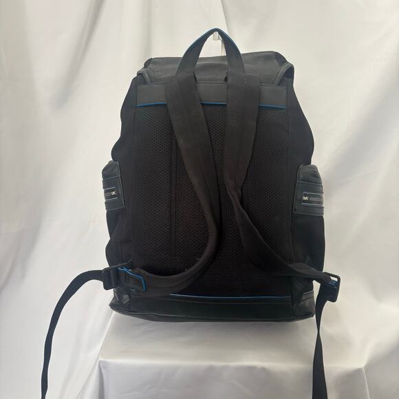 Michael Kors MK Black Nylon Leather Cooper Backpack Logo Patch Buckle Flap Bag main image 12
